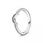 Félhold gyöngyös ezüst gyűrű