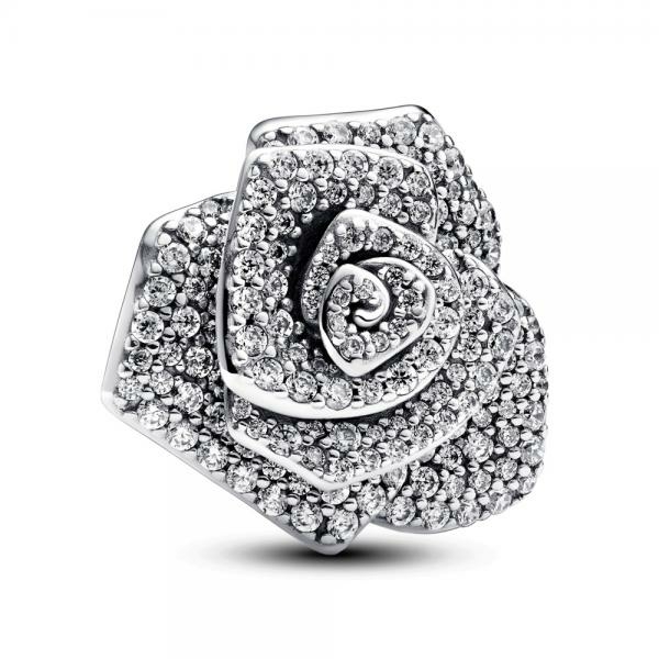 Pandora ékszer Szikrázó virágzó rózsa nagy ezüst charm 793245C01