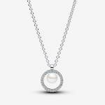 Pandora ékszer Tenyésztett gyöngy és pávé cirkónia ezüst nyaklánc 393165C01-45