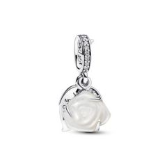 Pandora ékszer Virágzó fehér rózsa ezüst függő charm