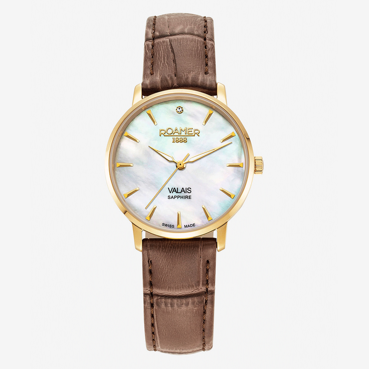 Roamer Valais gyöngyház számlapos arany színű női óra szett gyémánttal