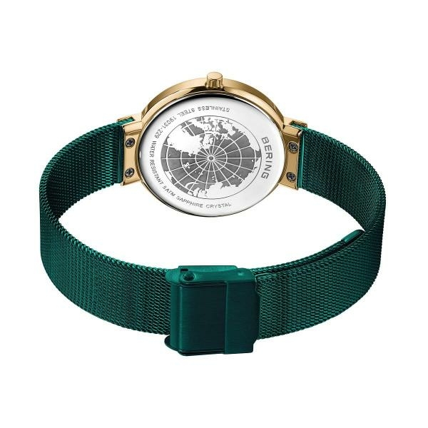 Bering Classic női óra arany színű tokkal zöld szíjjal 19031-828