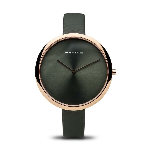 Bering Classic rozé női óra zöld szatén szíjjal 12240-667