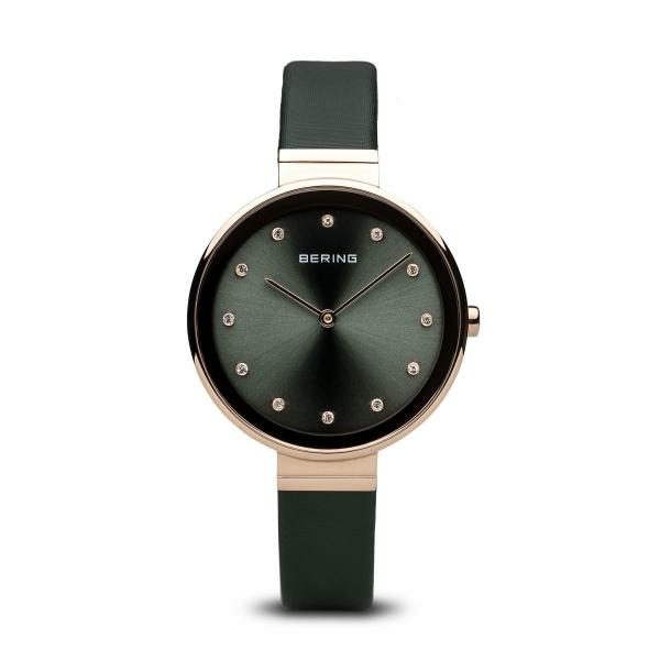 Bering Classic rozé zöld női óra kristállyal 12034-667