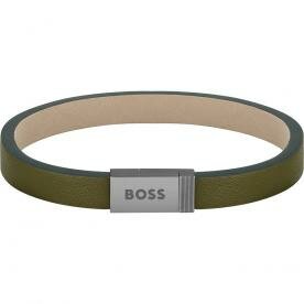 Boss Jace zöld bőr férfi karkötő mágneskapoccsal 1580338M