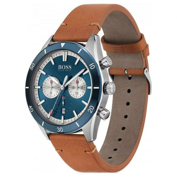 Boss Santiago barna bőrszíjas dual time férfi óra 1513860