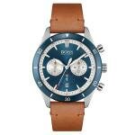 Boss Santiago barna bőrszíjas dual time férfi óra 1513860