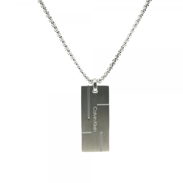 Calvin Klein Ezüst színű férfi nyaklánc CK logós medállal 35000058