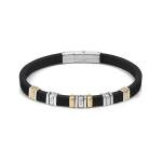 City kaucsuk férfi karkötő cirkóniával ezüst- és arany színű elemekkel