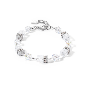 Coeur de Lion  GeoCUBE Iconic ezüst-fehér karkötő 3018/30-1417