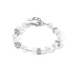 Coeur de Lion  GeoCUBE Iconic ezüst-fehér karkötő 3018/30-1417