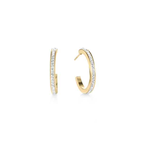 Coeur de Lion Arany színű karika fülbevaló fehér kristályokkal 0139/21-1816