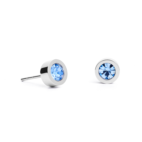 Coeur de Lion Ezüst színű kör alakú fülbevaló kék kristállyal 0228/21-0741