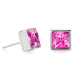 Coeur de Lion Ezüst színű négyzet alakú fülbevaló pink kővel 0500/21-0417