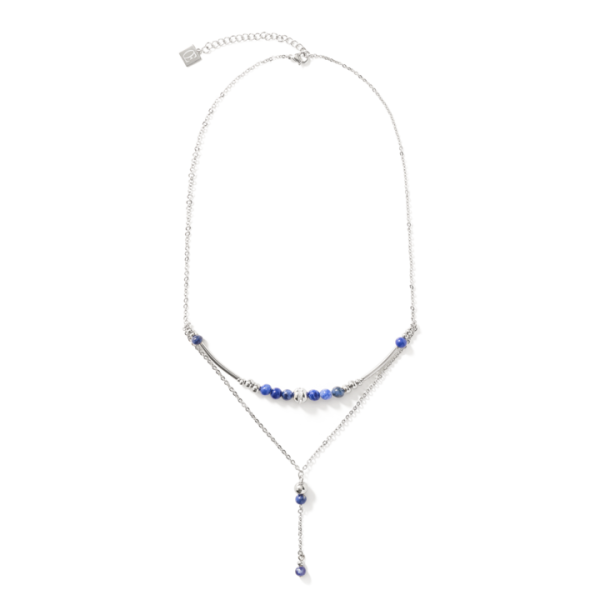 Coeur de Lion GeoCUBE ezüst, kék színű duplasoros nyaklánc szodalittal és swarovski kristállyal 5048/10-0700