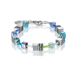 Coeur de Lion GeoCUBE ezüst kék zöld karkötő 4015/30-0705