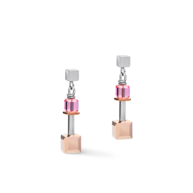 Coeur de Lion GeoCUBE ezüst rozé színű függő fülbevaló swarovski kristállyal 5062/21-1578