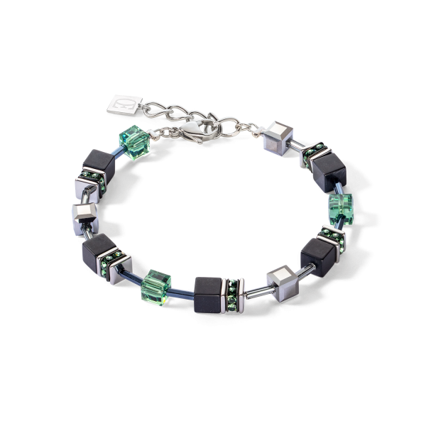 Coeur de Lion GeoCUBE ezüst zöld ónix karkötő 4018/30-0532