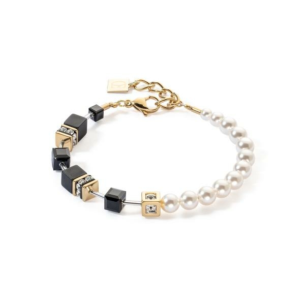 Coeur de Lion GeoCUBE fusion pearls fekete arany karkötő 5086/30-1316