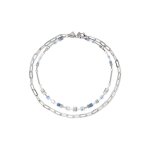 Coeur de Lion GeoCUBE kék árnyalatú többfunkciós ezüst színű nyaklánc kalcedonnal 4707/10-0700