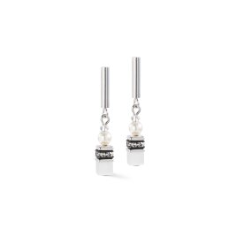 Coeur de Lion GeoCUBE mini fusion pearl ezüst-fehér fülbevaló 4087/21-1417