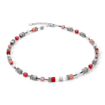 Coeur de Lion GeoCUBE piros szürke ezüst nyaklánc ásványokkal 5012/10-0300