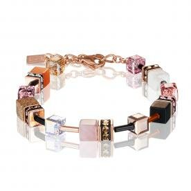 Coeur de Lion GeoCUBE rózsakvarc ónix jáspis howlit swarovski karkötő 4905/30-0227