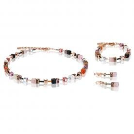 Coeur de Lion GeoCUBE rózsakvarc ónix jáspis howlit swarovski karkötő 4905/30-0227