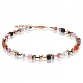 Coeur de Lion GeoCUBE rózsakvarc ónix jáspis howlit swarovski nyaklánc 4905/10-0227