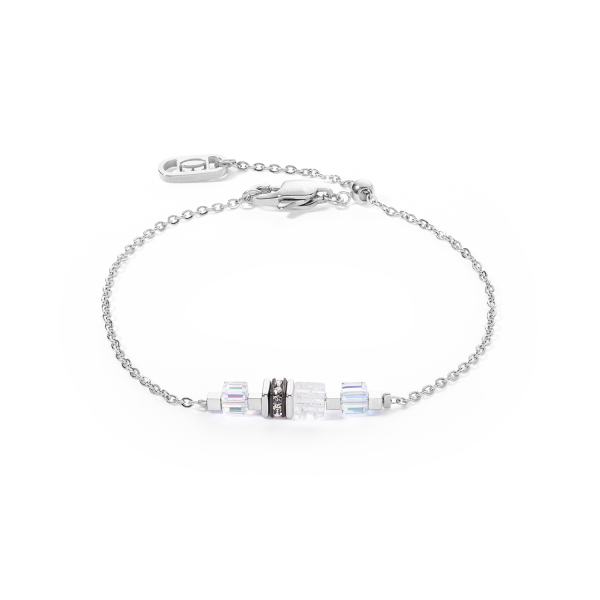 Coeur de Lion Mini cubes fehér-ezüst karkötő 5076/30-1417