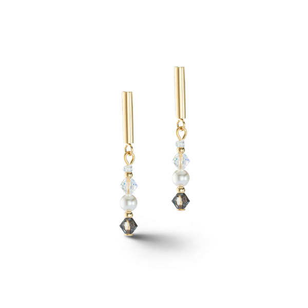 Coeur de Lion Princess Pearls arany színű fehér szürke fülbevaló 6022/21-1218