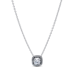Csillogó áttetsző négyzet köves pávé ezüst nyaklánc