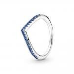 Csillogó kívánság ezüst gyűrű kék kristállyal