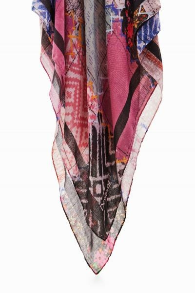 Desigual Dinamita rectangle kockás színes sál 23WAWA03