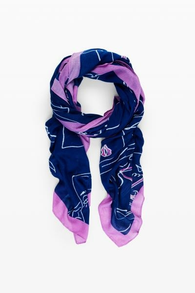 Desigual Face it rectangle kék sál 24WAWA26