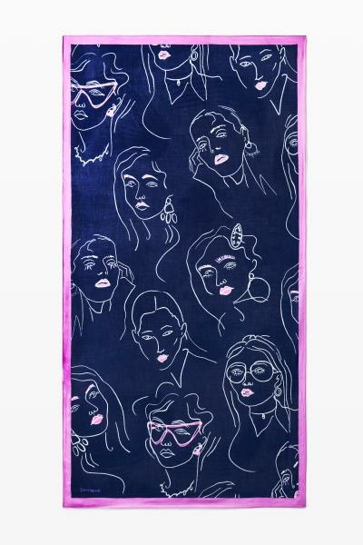 Desigual Face it rectangle kék sál 24WAWA26