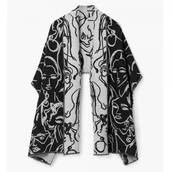Desigual Fekete fehér poncsó 24WAIA19