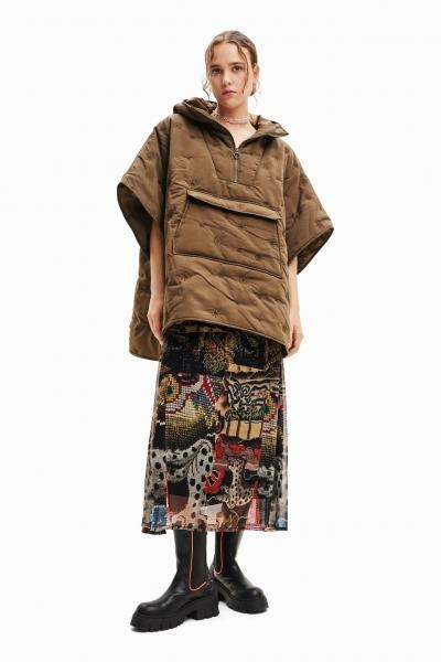 Desigual Lisboa hímzett khaki poncsó 23WAIA09