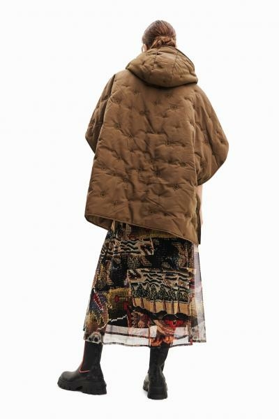 Desigual Lisboa hímzett khaki poncsó 23WAIA09