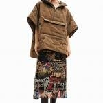 Desigual Lisboa hímzett khaki poncsó 23WAIA09