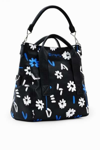 Desigual Margy loverty fehér kék virágos fekete táska 23SAXP81