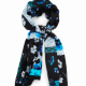 Desigual Patchwork virágos kék sál 24SAWA02