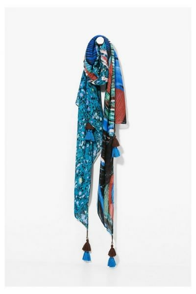 Desigual Slim Rectangle blue sál 72W9GC4