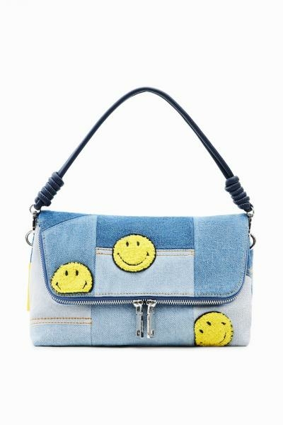 Desigual Smiley denim patch venecia kék táska 23SAXD02