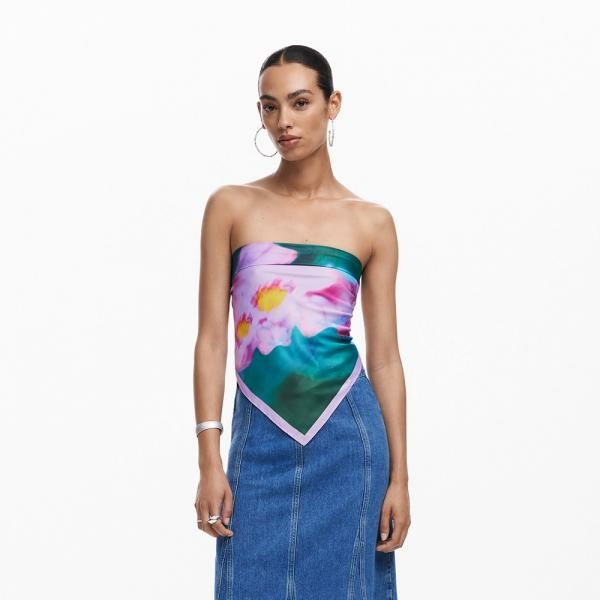 Desigual Surrealist nature carre színes kendő 24WAWA18