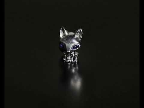 Pandora kék szemű róka ezüst charm