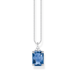 Ezüst nyaklánc téglalap alakú kék kővel