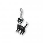 Fekete cica ezüst charm