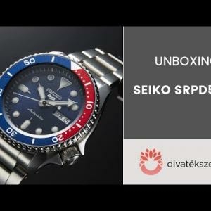 SEIKO 5 Sports fémszíjas, kék piros lünettás búváróra - SRPD53K1