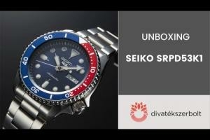 SEIKO 5 Sports fémszíjas, kék piros lünettás búváróra - SRPD53K1